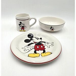 Vtg Disney Mickey & Co Plate Bowl & Mug SET  Gabbay Gibson *Slight Rough‎ Spot*